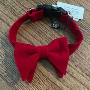 Maxbone red velvet adjustable dog bow collar